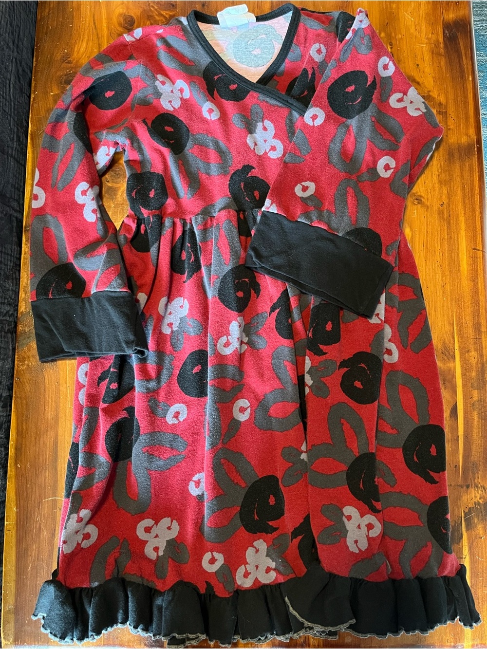 Corkys Red, Black & Gray Floral Casual Girls Dress